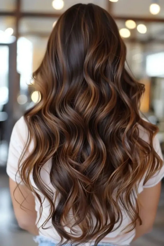 Faded espresso balayage with beige ends