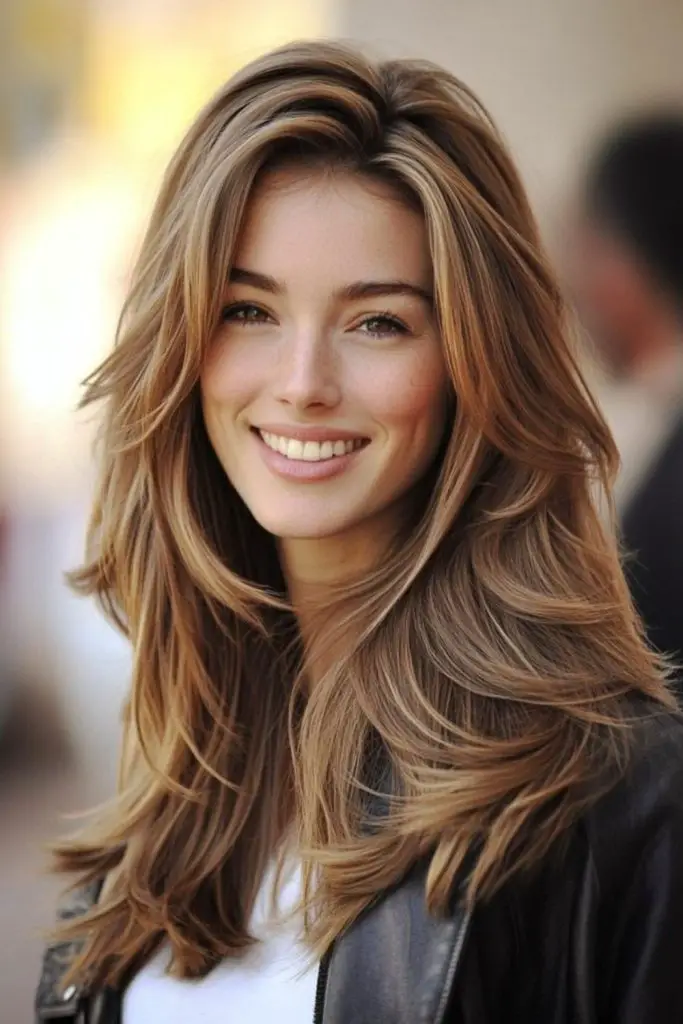 Layered cut gives hair a fuller look.