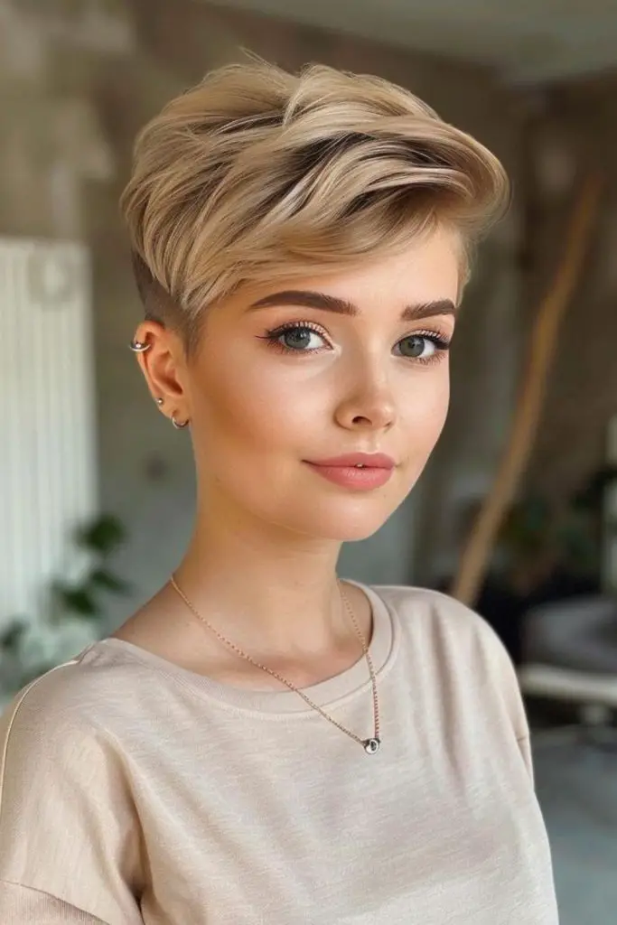Sleek flicks with hazel-gold shine.