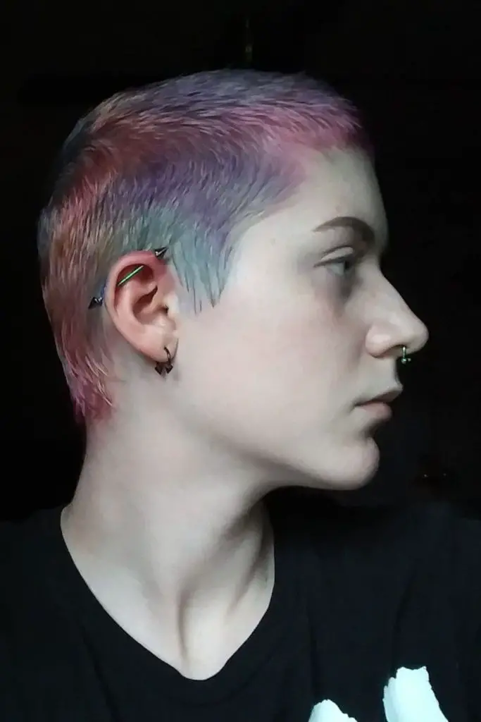 Rainbow oil slick buzz cut