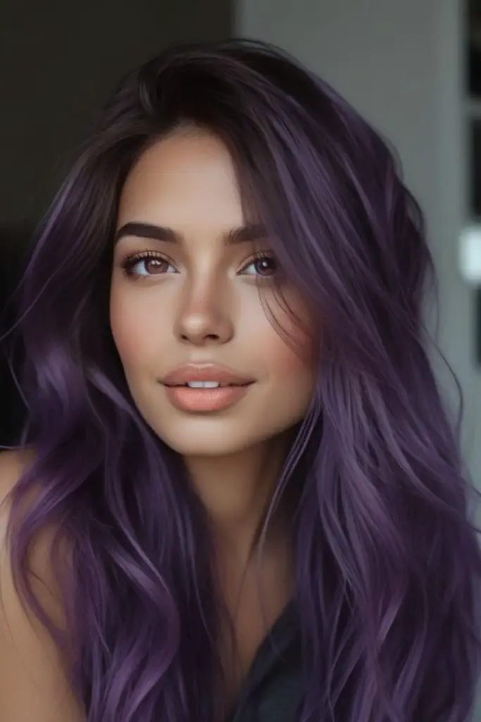 Lavender strands twirl backward like magic.