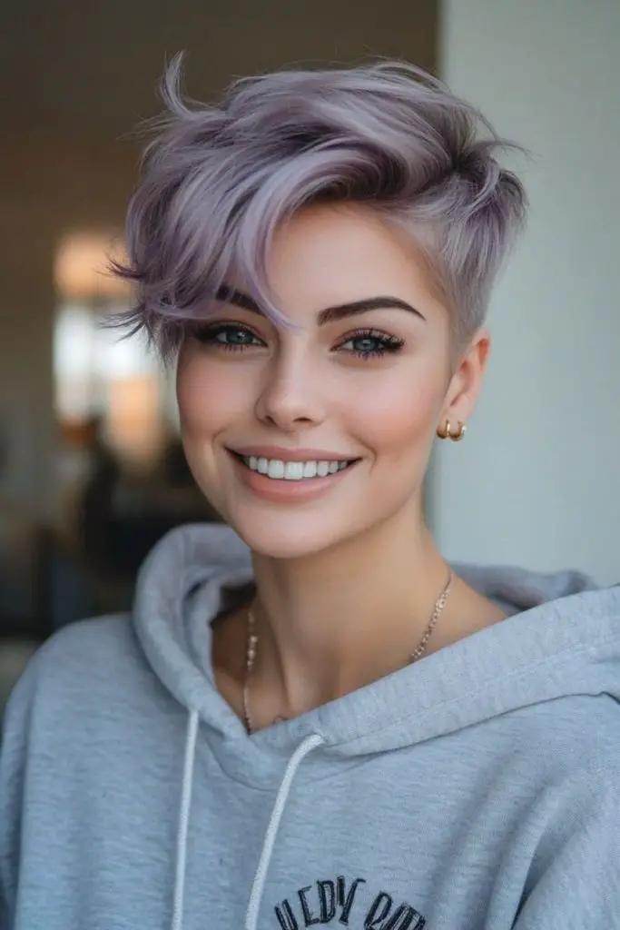 Violet-silver hues, shifting layers, celestial vibes.