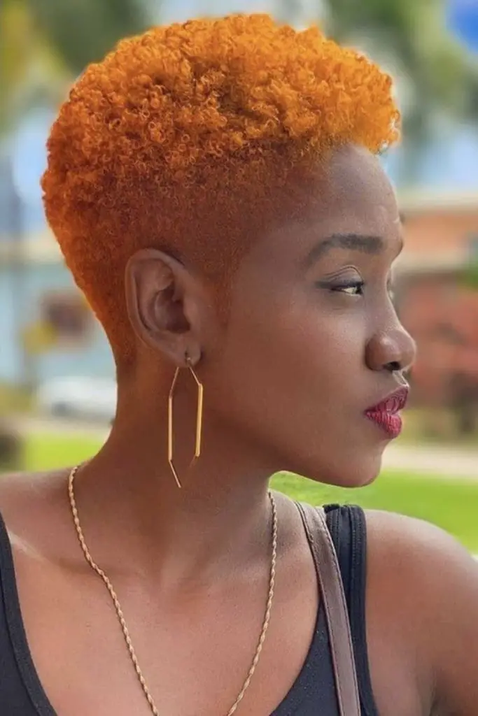 Fiery copper buzz with shape.