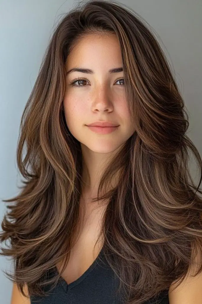 Wind-blown layered style with bold depth.