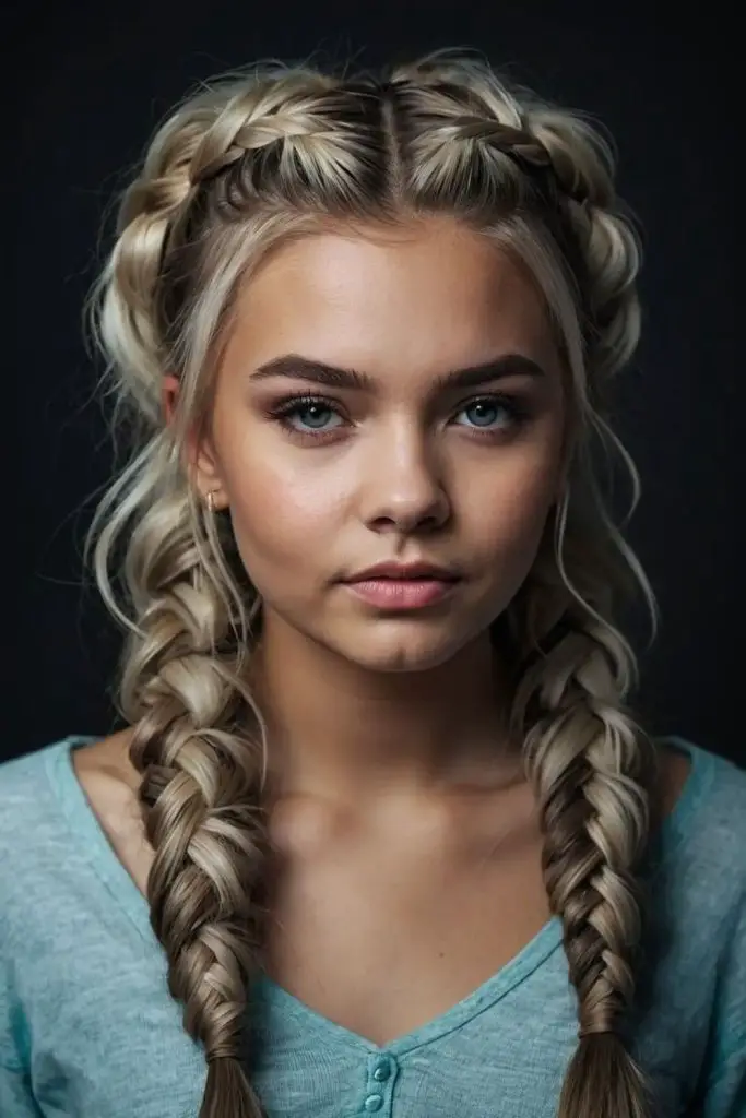 Loose twisted fishtail braid under moonlight.