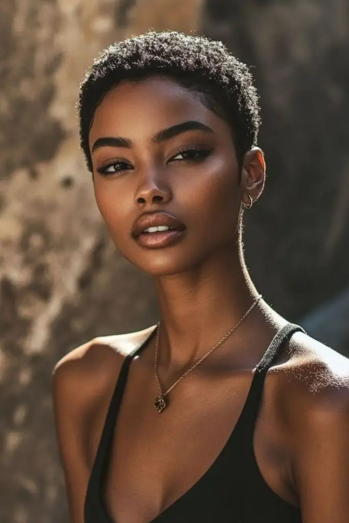 Soft velvet buzzed low-cut style.