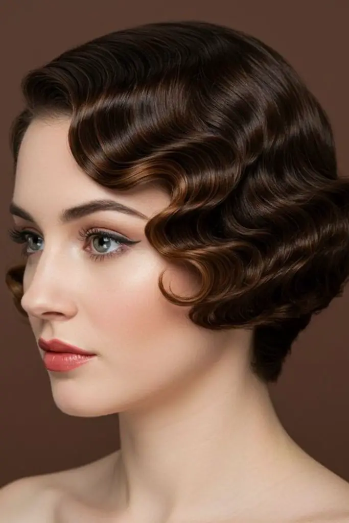 Sleek vintage finger waves for timeless glamour.