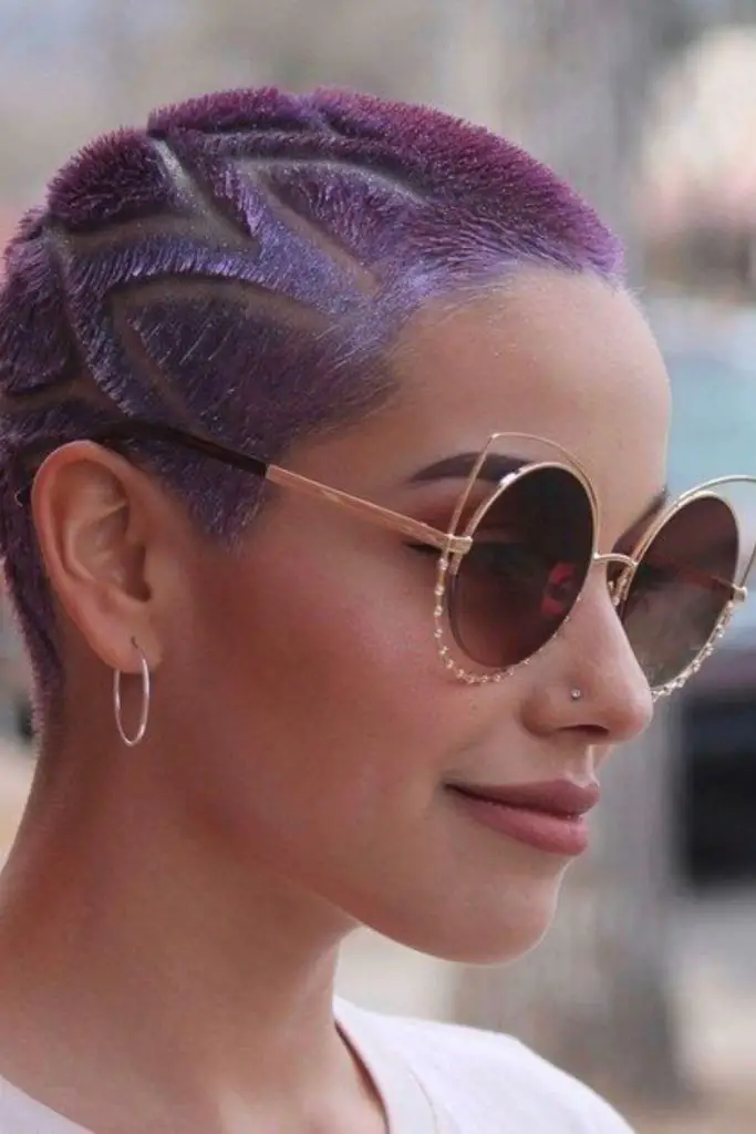 Violet cracked buzzed style.