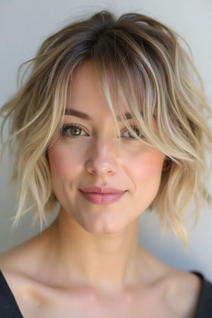 Effortless wavy bob with tousled texture
