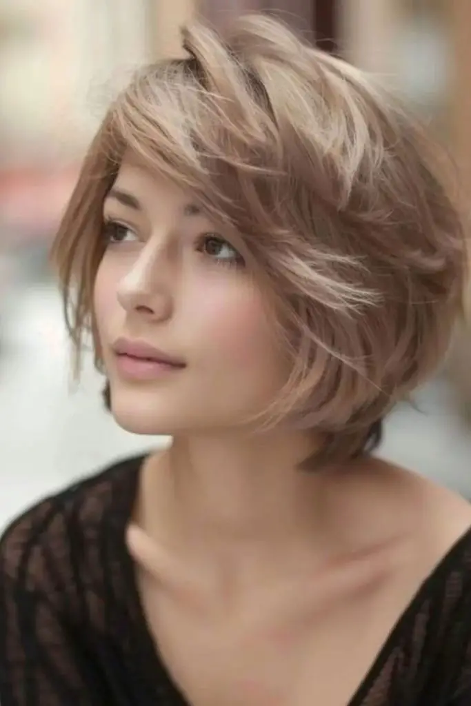 Soft, feathered bob with natural texture