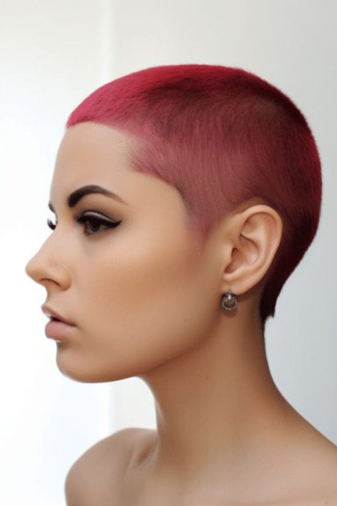Crimson buzz with ghosted sides.