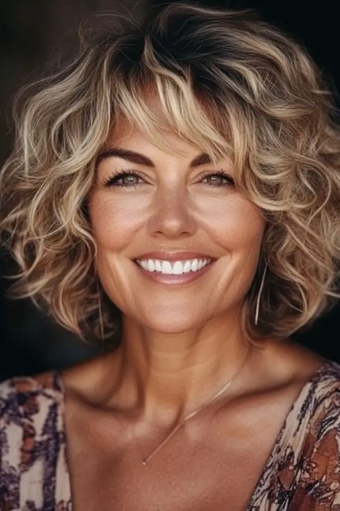 Coiled bob with airy curl shape.