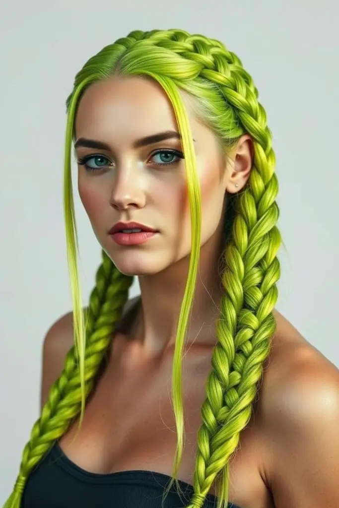 Bright grid braids pop under black light.