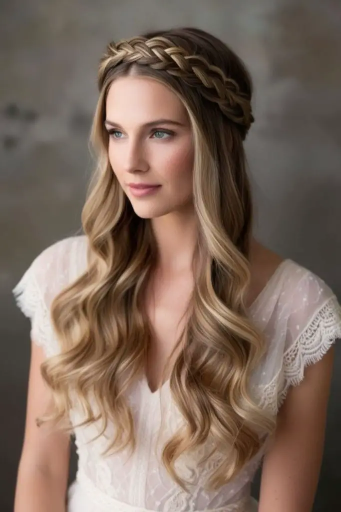 Circular braids loop crown with mystic royalty.