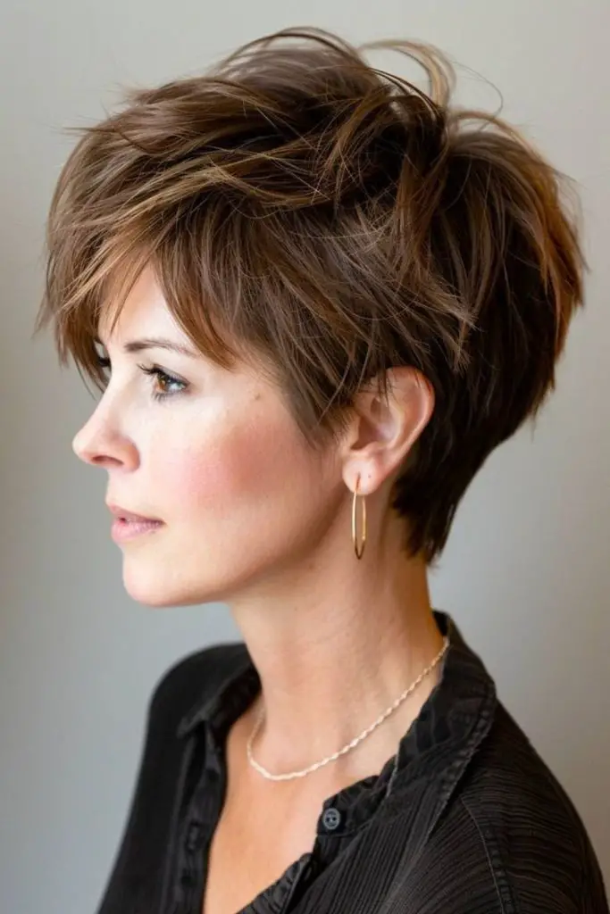 Breezy Page Sprout disheveled pageboy with wind-swept bangs