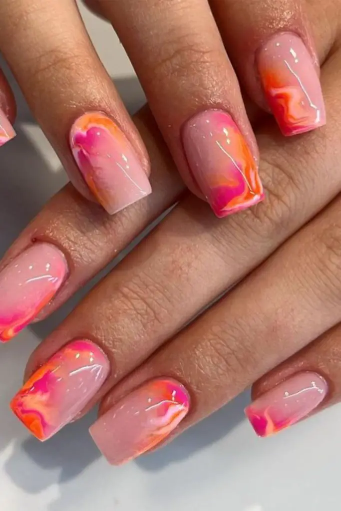 Warm aura nails with gold flecks.