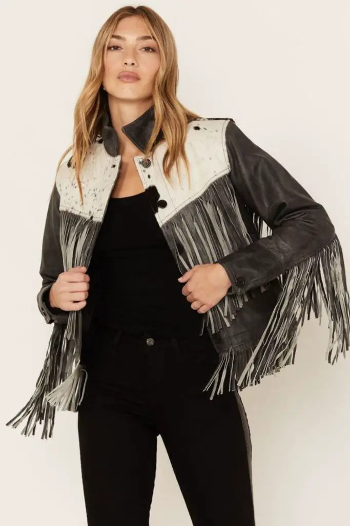 Ivory fringe jacket silk slip