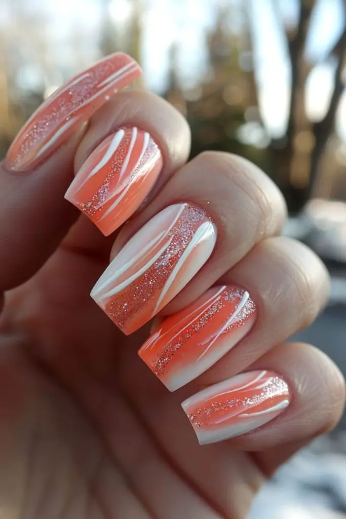 Swirled coral nails with seashell look