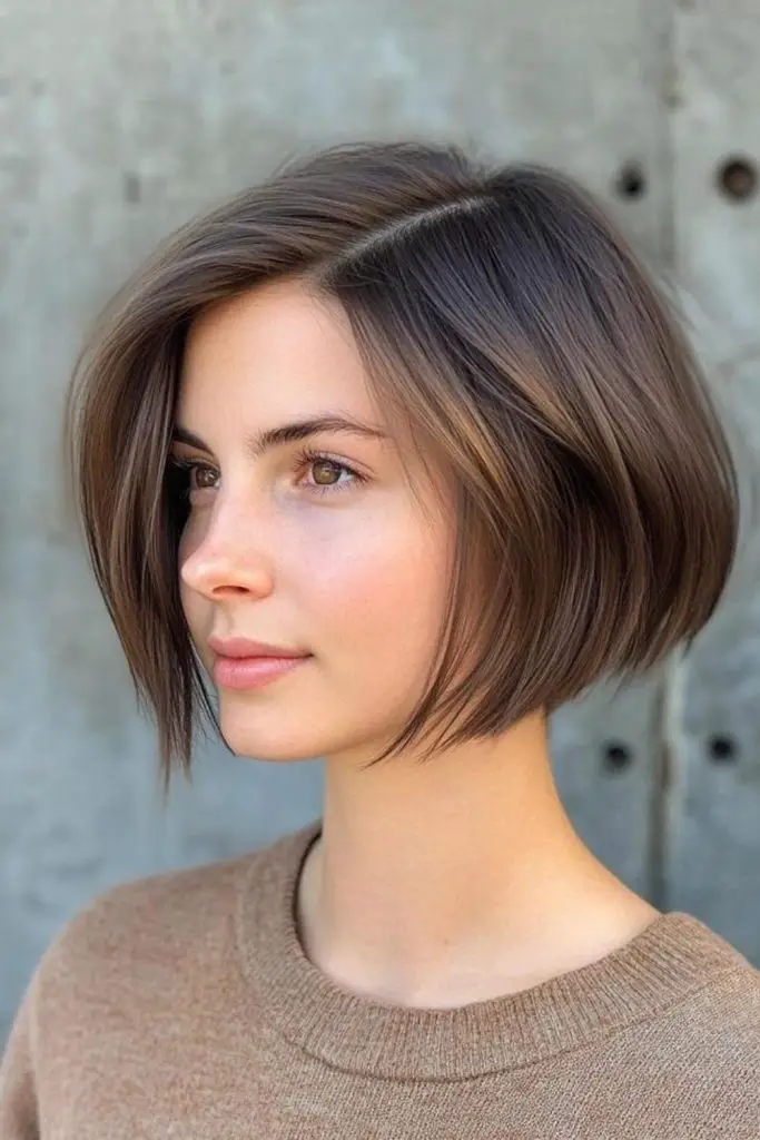 Side-Zip Curve Bob angled jaw-length curved part bob