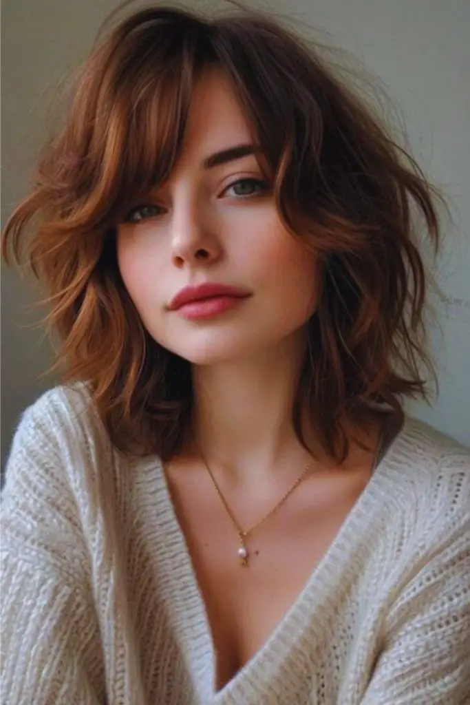Wavy Collar Brim short bob with subtle waves