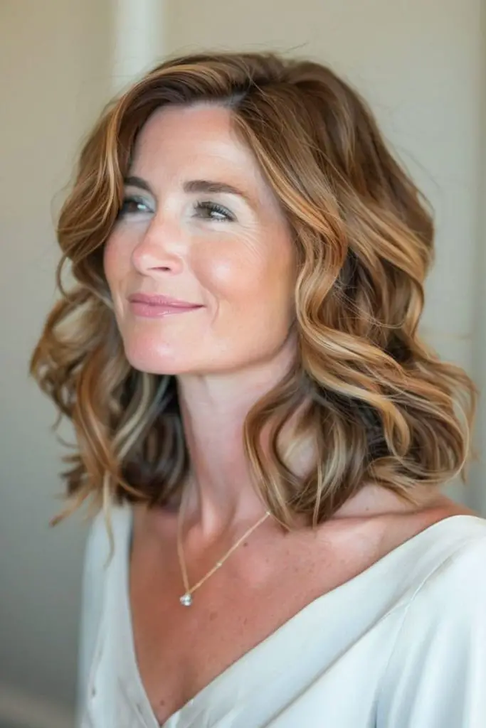 Loose textured waves around the shoulders
