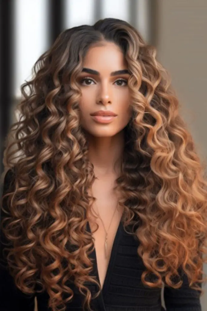 Shiny warm-toned defined tight curls.
