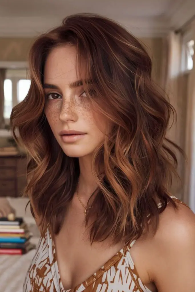  Soft brown base with auburn mist