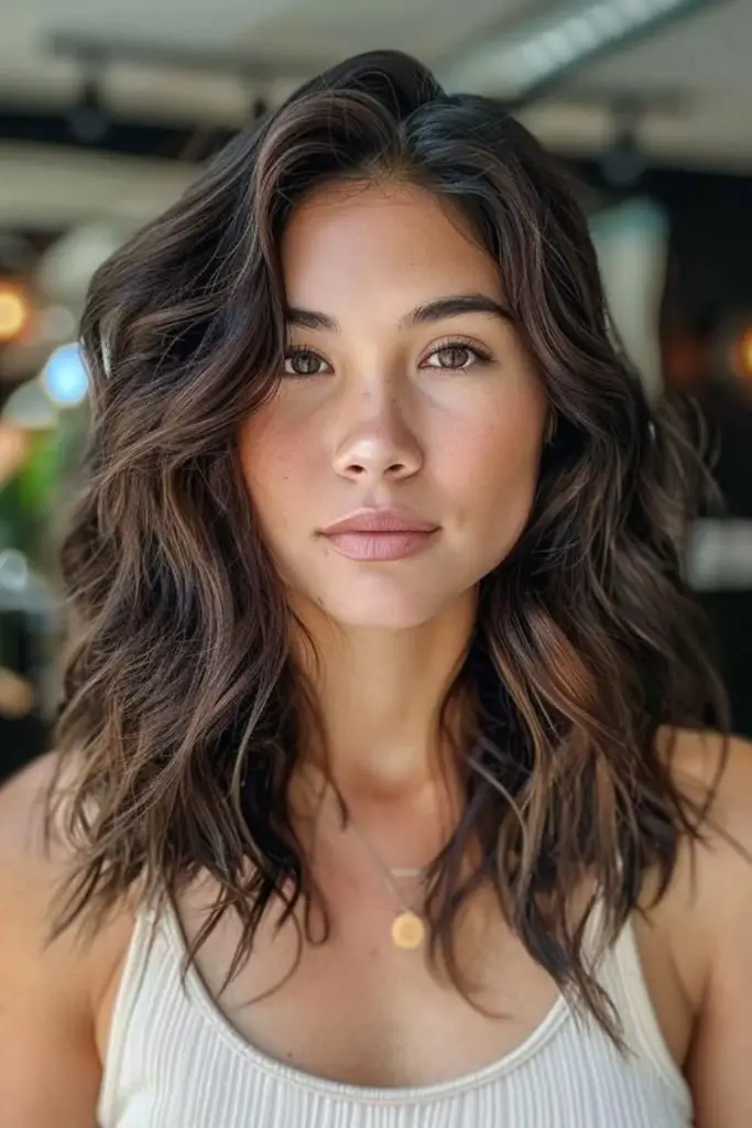 Textured waves with windswept beach style.