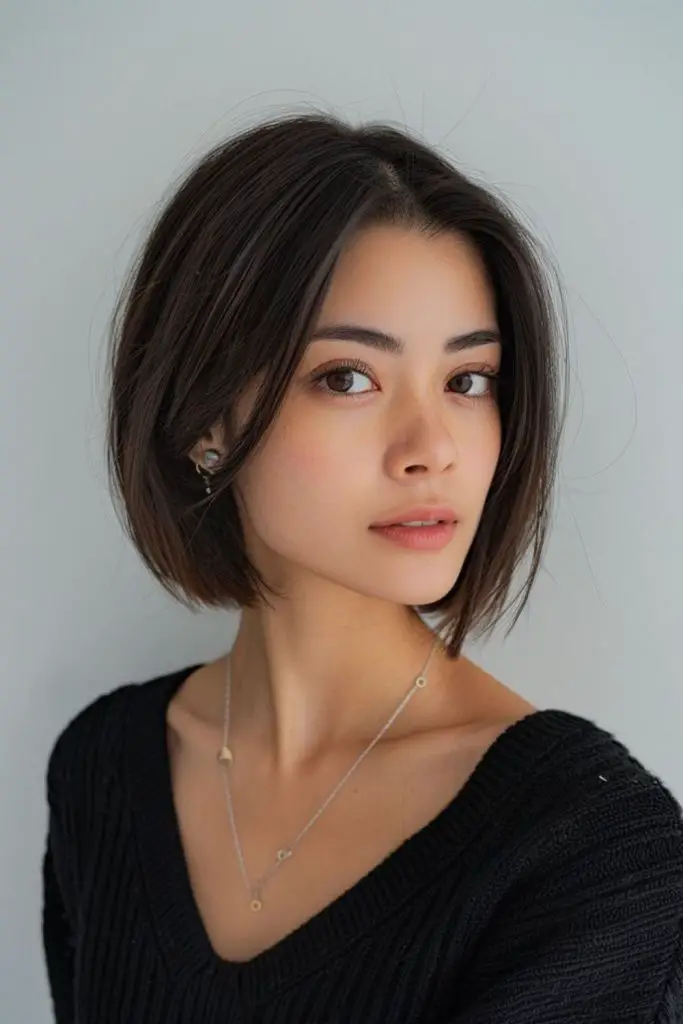 Blunt cut with edgy flipped ends.