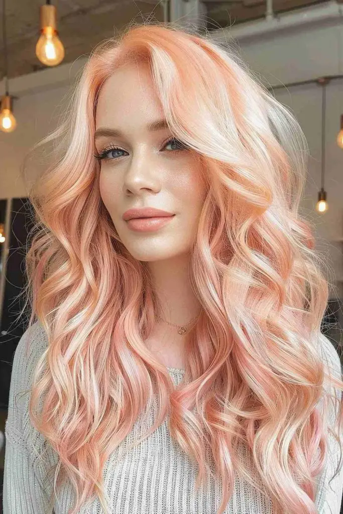 Peach-tinged blonde with airy texture