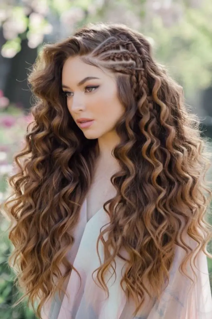 Boho waves with scattered mini braids.