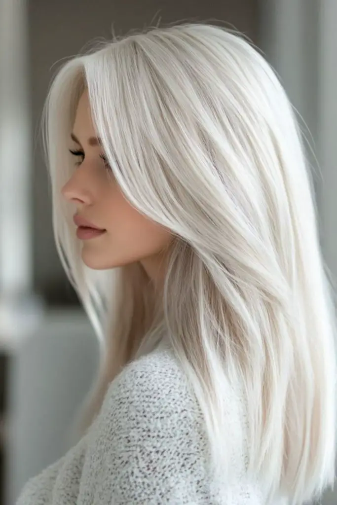 Pale bone blonde with curved shape