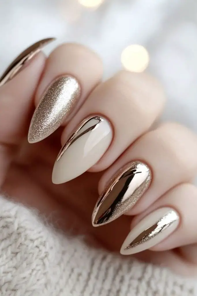 Taupe matte nails with gold buckle


