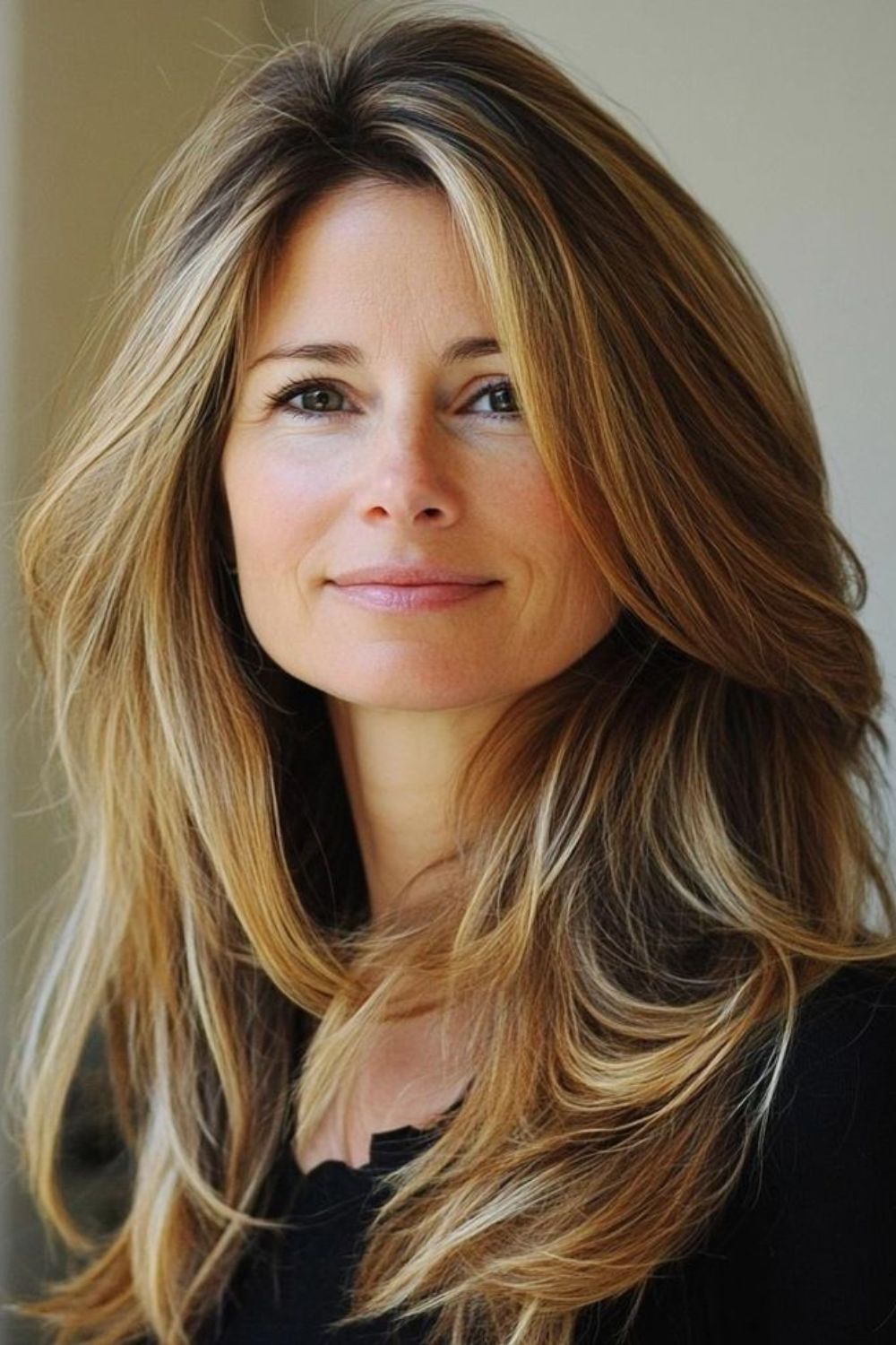 Bronze Linen Sweep Long Hair Over 50 Older Women