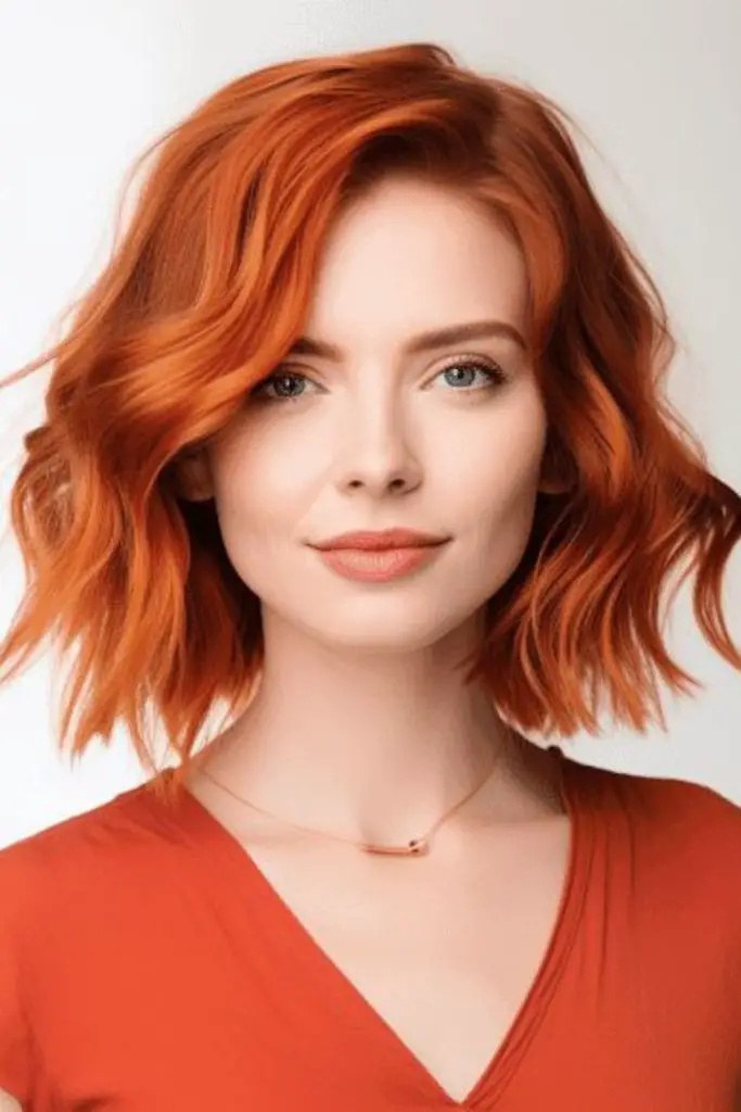 Warm copper bob with subtle waves