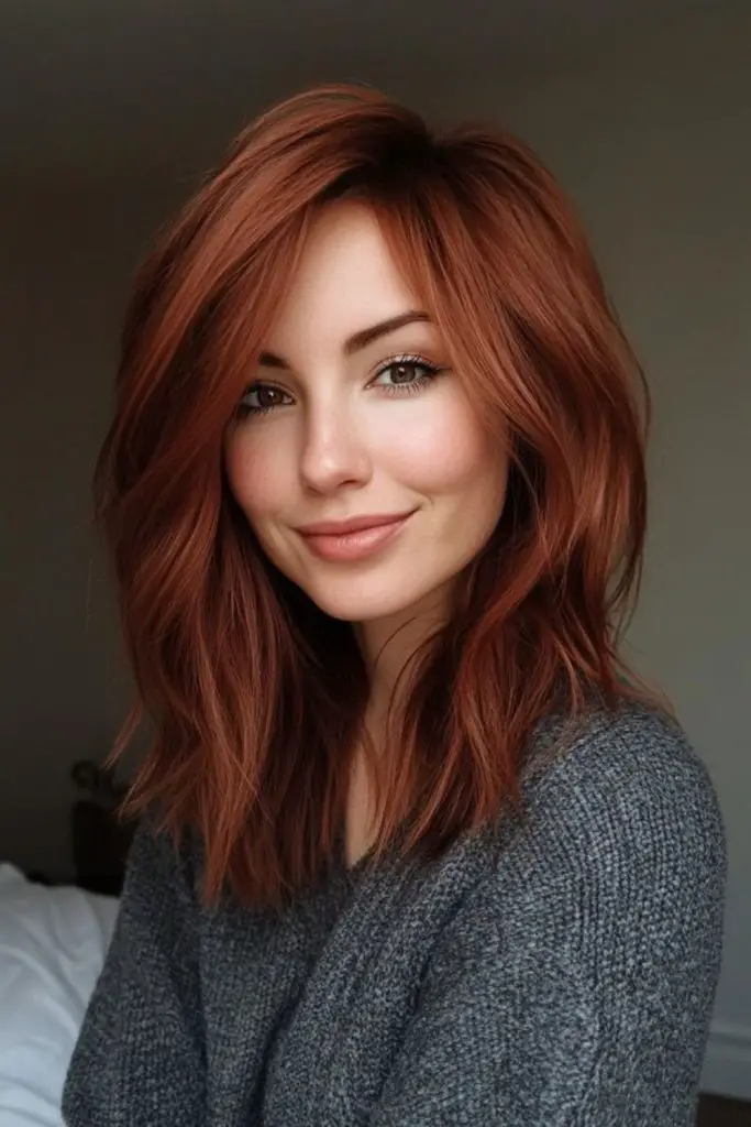 Asymmetrical style with sienna highlights