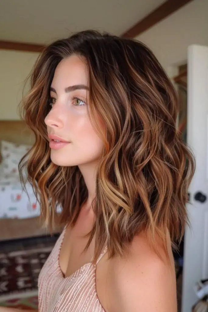 Caramel tones cascading over clove brown