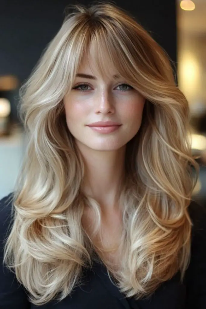 Wide textured layers with creamy tone