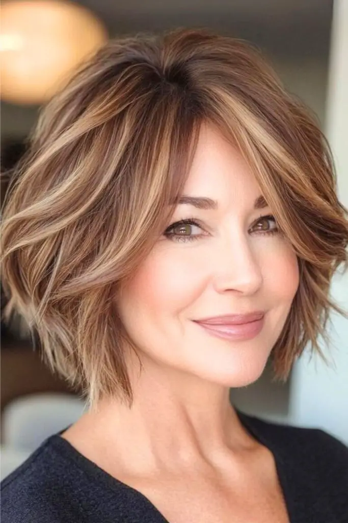 Choppy bob haircut with jagged texture