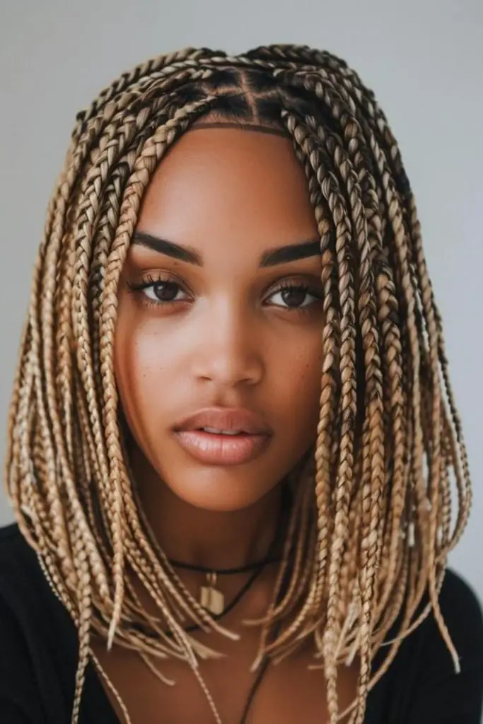 Golden cinnamon braids with flipped curls
