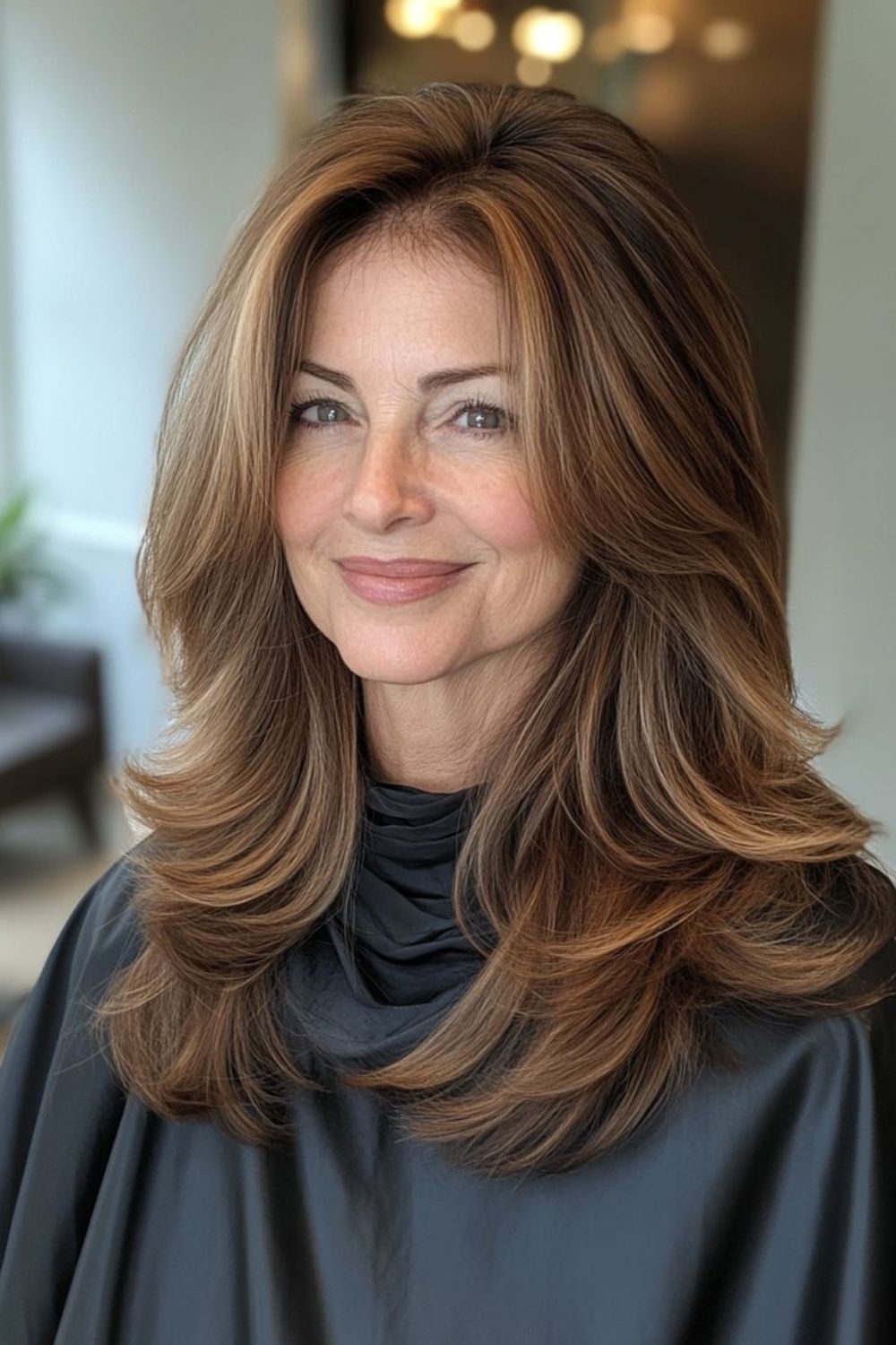 Cinnamon Trail Layers Long Hair Over 50 Older Women