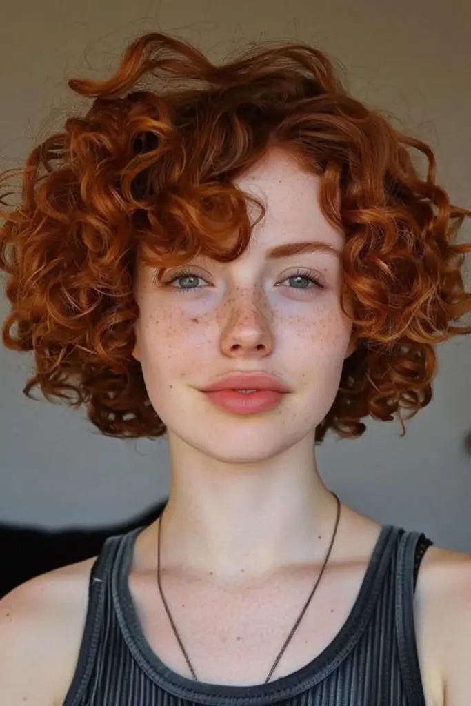 Vibrant orange bob with bouncy curls