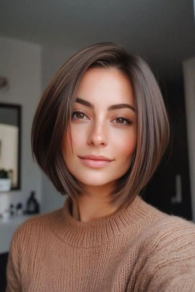 Sleek jaw-length bob with clean edges.
