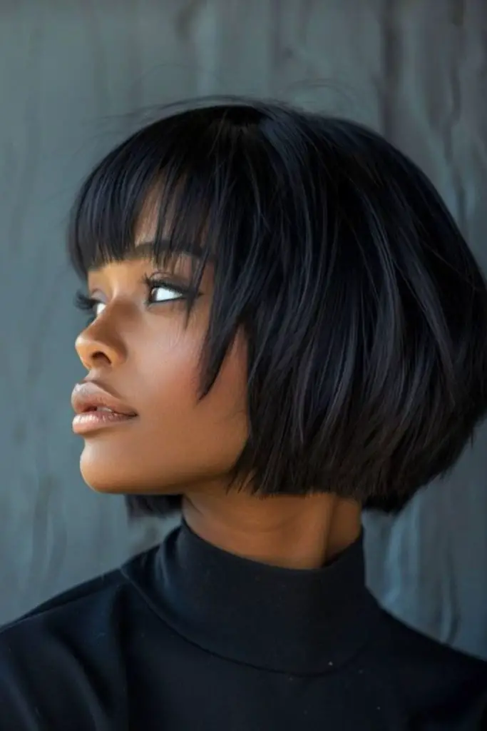 Blunt fringe with classic bob.