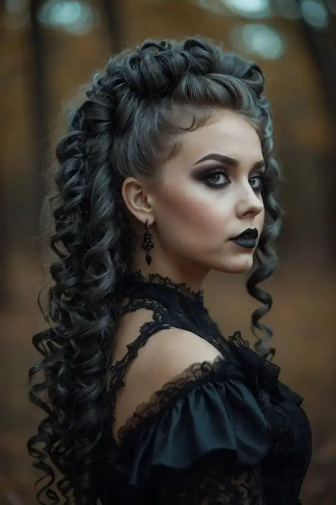  Ghostly doll with spiral black curls
