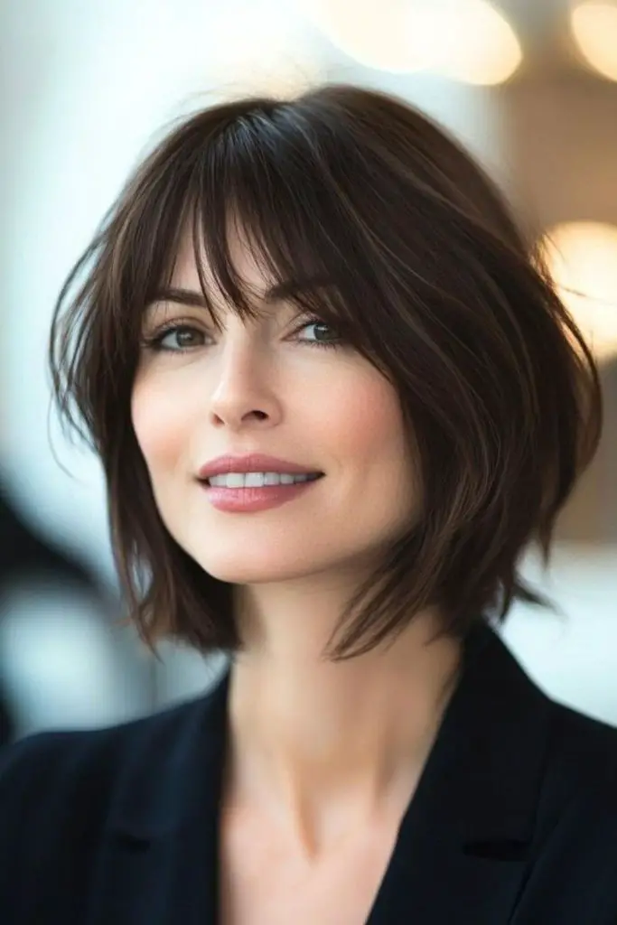 Choppy airy bob with light fringe