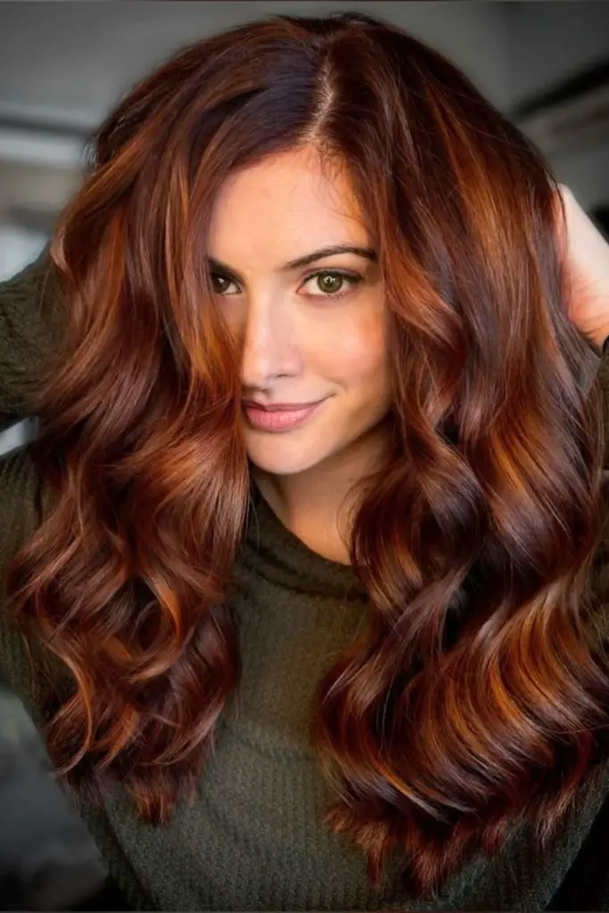 Cocoa hair dipped in copper sparkle