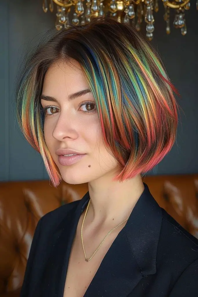  Galaxy-colored bob with layered texture