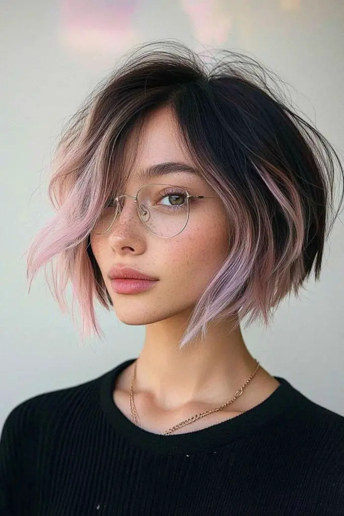 Candy-colored bob with asymmetrical bangs