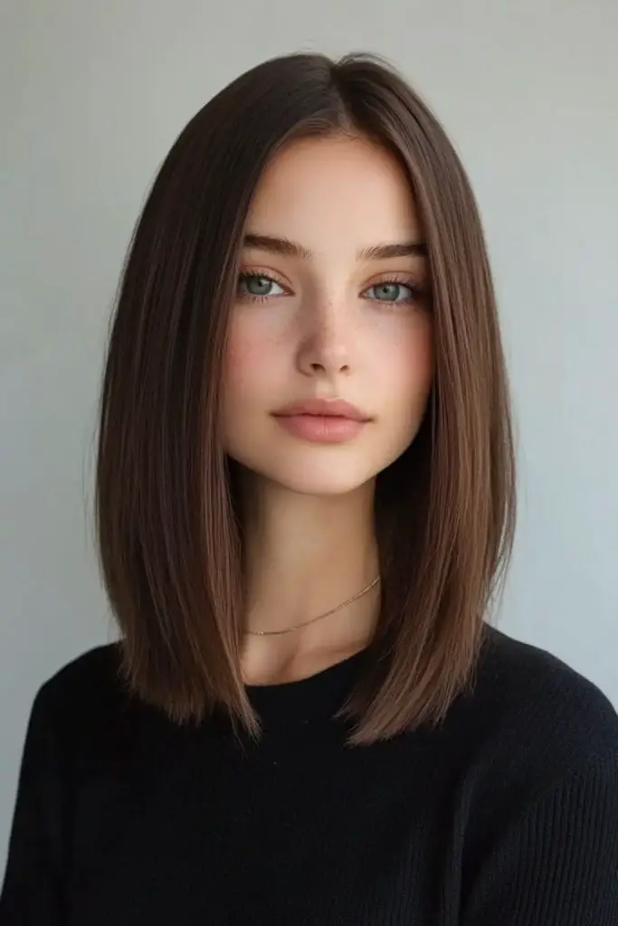 Blunt collarbone cut with structure.